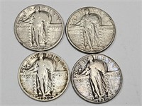 1930 Standing Liberty Silver Quarter Coins (4)