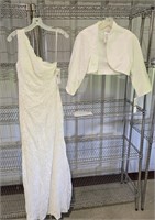 Wedding Dress-Size 12,one shoulder,glitter lace