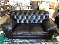 Black Leather Sofa Worn Slightly