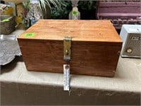 Treen Wood Storage box w/lock & key 14.5” X 6”