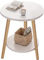 Uptyia 2-Layer Round Coffee Table,End Tables for L
