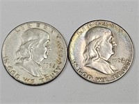 1952  D & S Franklin Silver Half Dollar Coins (2)