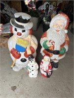 Lot of Vintage Blow Molds - Santas & Snowmen