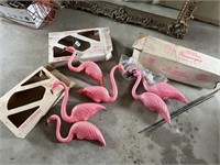 VTG Blow Mold Flamingo Yard Ornaments - in boxes