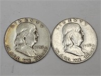1952 S FranklinSilver Half Dollar Coins (2)