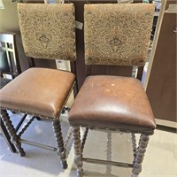 Leather Barley Twist Counter Height Bar Stools