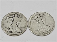 1918 Walking Liberty Silver  Half Dollar 2 Coins