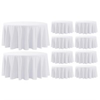 Aocoz 10 Pack White Round Tablecloth 120 Inch Tab
