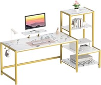 67 GreenForest Computer Desk  White/Golden