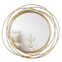 Mirrorize Round Gold Mirror 27.5" for Living Room