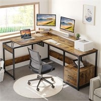 YITAHOME L Desk  65 Adjustable  Rustic Brown