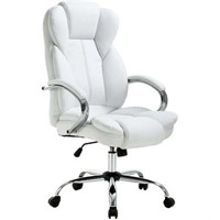 PU Leather Office Chair with Lumbar Support  White