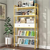 AS IS - YAOHUOO Bookshelf with Drawers-31.5 Inches