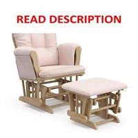 Hoop Glider Natural with Pink Cushion Ottoman Set