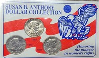 Susan B Anthony Dollar Collection - 3 coins
