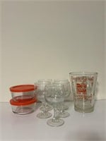 Water Goblets, Advertising Pitcher & Pyrex