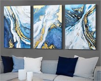 Lucifart Wall Decor Living Room Blue and Gold Can