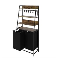 PAKROMAN 4 Tiers Laundry Hamper with Shelf and Ho