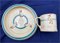 Antique Roseville Puddle Duck Child’s Bowl & Mug