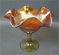 Scarce Fenton Amber Peacock & Urn Compote