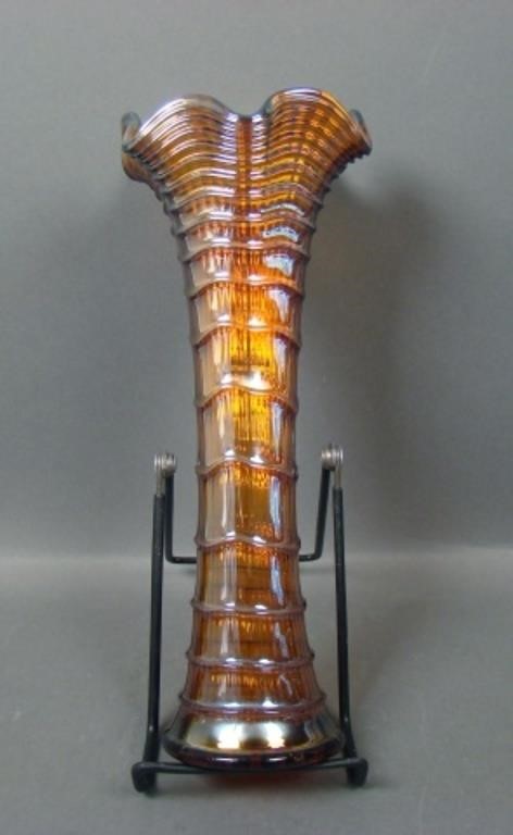 Imperial Dark Amber Ripple Vase