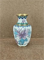 Small Vtg Chinese Cloisonne Enamel Brass Vase