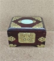 Vtg Chinese Wooden Brass Jewelry Box