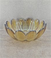 Vtg Blenko Amber Glass Lotus Flower Bowl