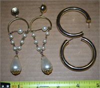 (2) Vtg Earring Pairs w/ Chandelier Faux Pearls