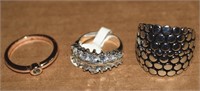 (3) Costume Jewelry Rings w/ Lia Sophia + CZ