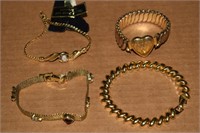 (4) Antique/Vtg Goldtone Bracelets w/ Goldette +