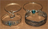 (4) Vtg-Contempo Silvertone Bracelets / Cuffs