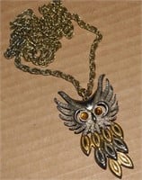 MCM 2 Tone Articulated Owl Pendant Necklace
