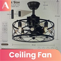 Black Caged Ceiling Fan w/ Lights & Remote