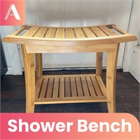 Wooden/Bamboo Shower Shelf w/Bench