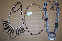 (3) Contempo Handcrafted Beaded Necklaces