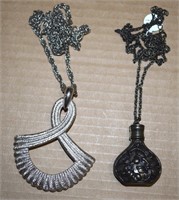 (2) Pendant Necklaces w/ Silvertone Coro +