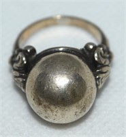 Cini Art Nouveau 925 Sterling Ball Ring Size 6.75