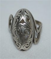Vtg Art Nouveau 925 Sterling Dome Ring Size 5