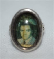 Vtg 925 Sterling Silver Elvis Portrait Ring Size 6