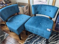 Two Blue Chairs H-29" W-23.5" D-19" (Living Room)