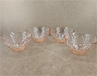 4pc. Vtg Arcoroc French Pink Glass Bowls