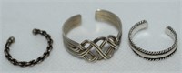 (3) Vtg 925 Sterling Silver Rings w/ SU Toe ring