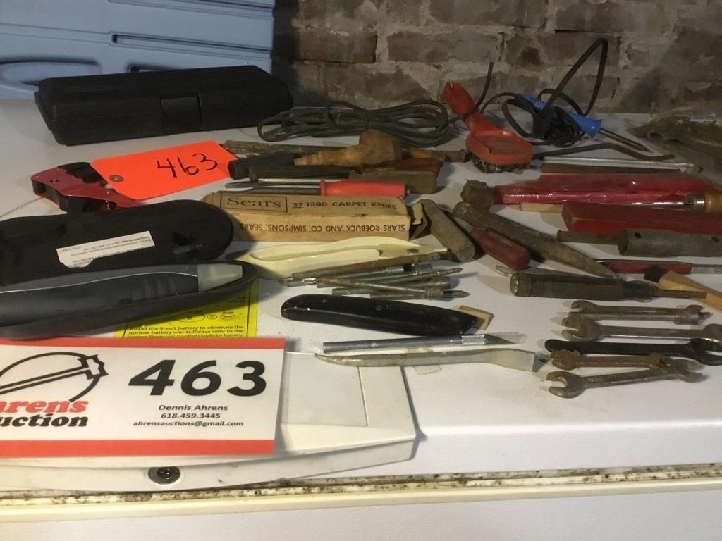 ASSORTED TOOLS, WRENCHES, SOLDER, MISC.