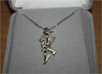 Vtg 925 Sterling Dove w/ Branch Grotto Necklace