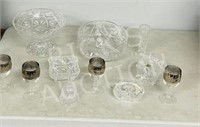 assorted crystal dishes