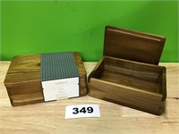 Threshold Teak Wood Box lot of 2