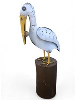 Handmade Outdoor Metal Pelican Statue Decor
