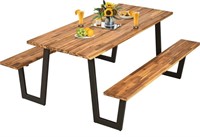 Retail$360 Acacia Wood Picnic Table Bench Set