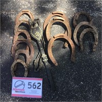 IRON PULLEYS, HORSESHOES, STRAP